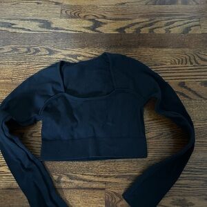 Garage Black Long Sleeve Crop Top